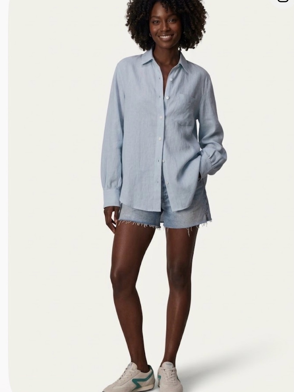 rag & bone Maxine Linen Striped Button Down Shirt Oversized Size M